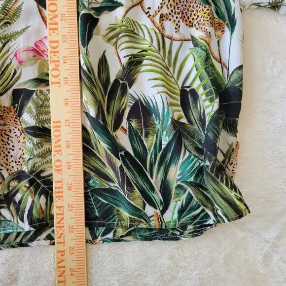 H&M Blouse Womens Sz 12 Cheetah Jungle Print Floral Novelty Long Sleeve - Picture 10 of 10